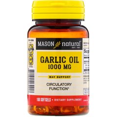 Чесночное масло (Garlic Oil), Mason Natural 1000, 100 капсул купить в Киеве и Украине