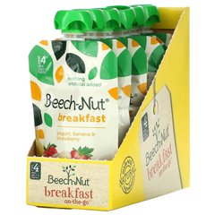 Beech-Nut, Breakfast, Stage 4, йогурт, банан та полуниця, 12 пакетиків по 3,5 унції (99 г) кожен