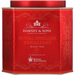 Королівський англійський сніданок, чорний чай, Harney,Sons, 30 пакетиків, по 2,67 унц (75 г) кожен
