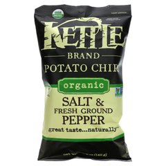 Органические картофельные чипсы, соль и свежемолотый перец, Kettle Foods, 5 унций (142 г) купить в Киеве и Украине
