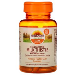 Стандартизований молочний чортополох, Standardized Milk Thistle, Sundown Naturals, 240 мг, 60 капсул