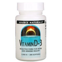 Витамин D-3 Source Naturals (Vitamin D-3) 2000 МЕ 200 капсул купить в Киеве и Украине