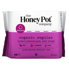 The Honey Pot Company, Органічні звичайні подушечки з крилами, настояні на травах, 20 штук