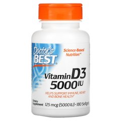Витамин Д3 Doctor's Best (Vitamin D3) 125 мкг 5000 МЕ 180 мягких таблеток купить в Киеве и Украине