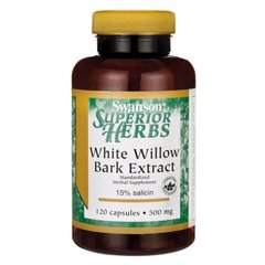 Екстракт Кори Верби, White Willow Bark Extract, Swanson, 500 мг, 120 капсул