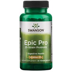 Пробіотики Swanson (Epic Pro 25-Strain Probiotic) 30 мільярд КОЕ 30 капсул