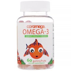 Омега-3, фруктові жувальні таблетки для дітей, апельсин, лимон, полуниця, Coromega, 60 жувальних таблеток