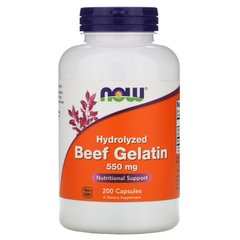 Говяжий желатин Now Foods (Hydrolyzed Beef Gelatin) 550 мг 200 капсул купить в Киеве и Украине