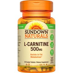 L-Карнітин, Sundown Naturals, 500 мг, 30 таблеток