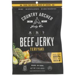 Абсолютно натуральна в'ялена яловичина, теріякі, Country Archer Jerky, 3 унц (85 г)