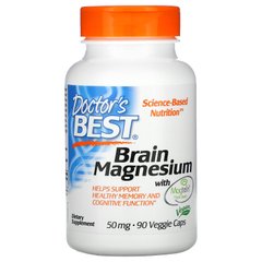 Вітаміни для мозку, магній для мозку, Brain Magnesium with Magtein, Doctor's Best, 50 мг, 90 вегетаріанських капсул