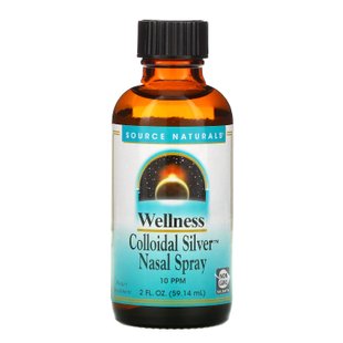 Спрей для носа с коллоидным серебром, Wellness Colloidal Silver Nasal Spray, Source Naturals, 10 частей на тысячу, 2 жидк. унц. (59,14 мл) купить в Киеве и Украине