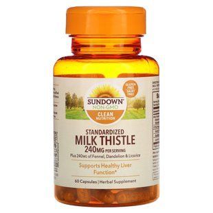 Стандартизованный молочный чертополох, Standardized Milk Thistle, Sundown Naturals, 240 мг, 60 капсул купить в Киеве и Украине