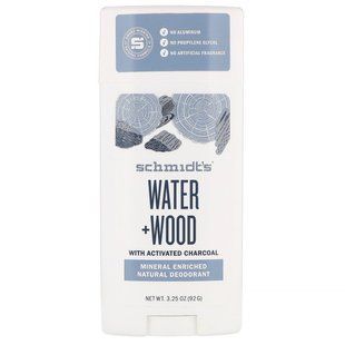 Enriched with minerals natural deodorant, water + wood, Schmidts Naturals, 3.25 ounces (92 g)