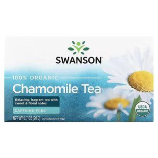100% сертифицированный органический ромашковый чай, 100% Certified Organic Chamomile Tea, Swanson, 20 пакетиков купить в Киеве и Украине