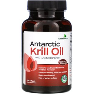 Масло антарктического криля с астаксантином, Antarctic Krill Oil with Astaxanthin, FutureBiotics, 1000 мг, 180 мягких капсул купить в Киеве и Украине