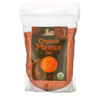 Чечевица, органический Масур Дал, Organic Masoor Dal, Jiva Organics, 908 г купить в Киеве и Украине