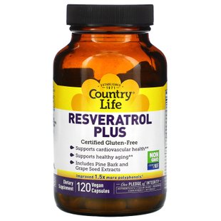 Ресвератрол Плюс Country Life (Resveratrol Plus) 120 капсул купить в Киеве и Украине