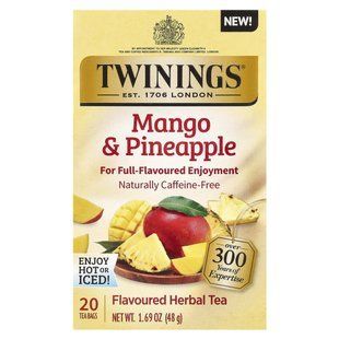 Twinings, трав&rsquo;яний чай, манго й ананас, без кофеїну, 20 чайних пакетиків, 48 г (1,69 унції)