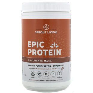 Растительный белок + суперпродукты шоколадная мака органик Sprout Living (Epic Protein Organic Plant + Superfoods Chocolate Maca) 910 г купить в Киеве и Украине