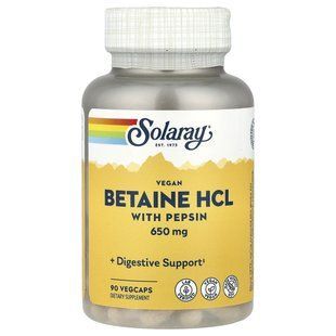Solaray, Betaine HCL with Pepsin, 90 VegCaps купить в Киеве и Украине