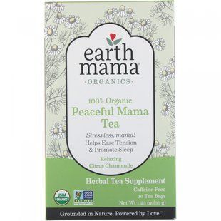 Органический чай против стресса Earth Mama (Organic Stress Ease Tea) 35 г 16 чайных пакетиков цитрус и ромашка купить в Киеве и Украине
