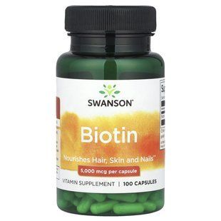 Биотин Swanson (Biotin) 5000 мкг 100 капсул купить в Киеве и Украине