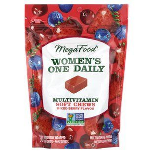 Multivitamins for Women MegaFood (Womens Multivitamin Soft Chews) 30 chewable candies with berry flavor.