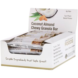 Батончики с кокосом миндалем и жевательной гранолой California Gold Nutrition (Foods Coconut Almond Chewy Granola Bars) 12 батончиков по 40 г купить в Киеве и Украине