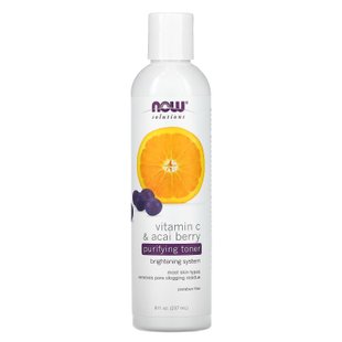 Очищающий тоник витамин С и ягоды асаи Now Foods (Solutions Purifying Toner Vitamin C & Acai Berry) 237 мл купить в Киеве и Украине