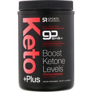 Keto Plus, GO BHB + MCT, вишневый лаймад, Sports Research, 484,6 г купить в Киеве и Украине