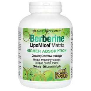 Natural Factors, Berberine LipoMicel Matrix, 500 mg, 90 Liquid Softgels купить в Киеве и Украине