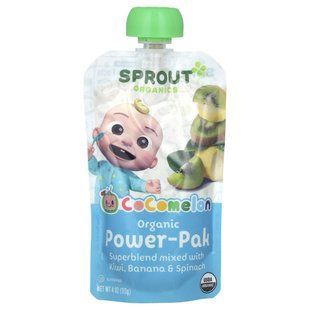 Sprout Organics, Cocomelon, Organic Power-Pak, 12 Months & Up, Superblend Mixed with Kiwi, Banana & Spinach, 4 oz (113 g) купить в Киеве и Украине