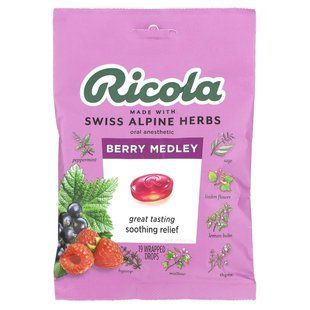 Ricola, оральний анестетик, Berry Medley, 19 таблеток в упаковці