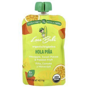 Loco Bebe, органическое пюре, для детей от 6 месяцев, Hola Pina, 113 г (4 унции) купить в Киеве и Украине