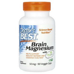 Витамины для мозга, магний для мозга, Brain Magnesium with Magtein, Doctor's Best, 50 мг, 90 вегетарианских капсул купить в Киеве и Украине