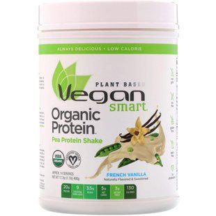Organic pea protein shake, French vanilla, VeganSmart, 490 g