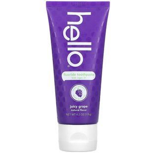 Детская зубная паста с фтором сочный виноград Hello (Kids Fluoride Toothpaste Juicy Grape) 119 г купить в Киеве и Украине