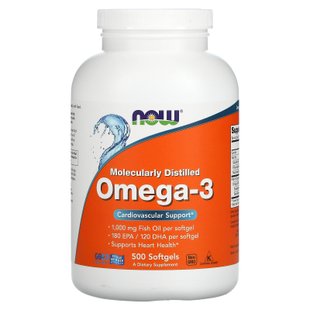 Омега-3 180 ЭПК / 120 ДГК Now Foods (Omega-3 180 EPA/120 DHA) 500 желатиновых капсул купить в Киеве и Украине