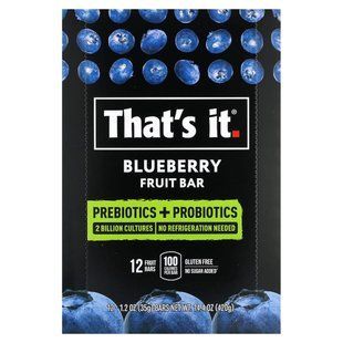 That's It, Prebiotics + Probiotics Fruit Bar, Blueberry, 12 Bars, 1.2 oz (35 g) Each купить в Киеве и Украине