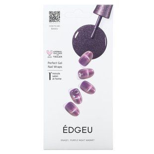 Edgeu, Perfect Gel Nail Wraps, ENA321, фіолетовий нічний магніт, набір смужок із 16 предметів