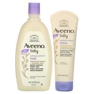 Aveeno, Baby, заспокійливий набір для купання та лосьйону, лаванда та ваніль, 2 предмети
