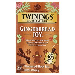 Twinings, чорний чай зі смаком, Gingerbread Joy&reg;, 20 чайних пакетиків, 40 г (1,41 унції)