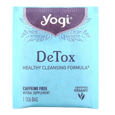 Чай Detox без кофеїну, Yogi Tea, 16 чайних пакетиків, 102 унцій (29 г)