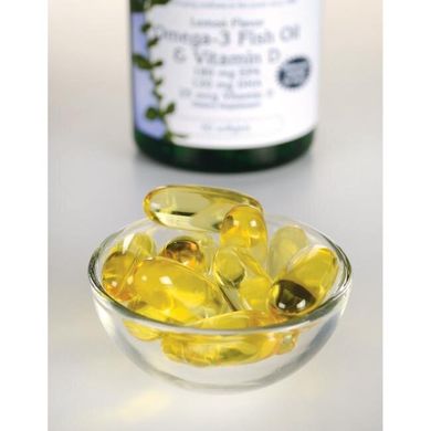 Омега 3 риб'ячий жир із вітаміном Д зі смаком лимона Swanson (Omega-3 Fish Oil with Vitamin D Lemon Flavored) 1000 мг 60 капсул