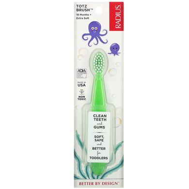 Детская зубная щетка зеленое сияние RADIUS (Totz Toothbrush) 1 шт купить в Киеве и Украине
