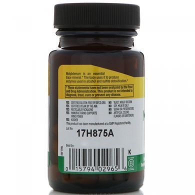 Молібден хелатний Country Life (Chelated Molybdenum) 150 мкг 100 таблеток