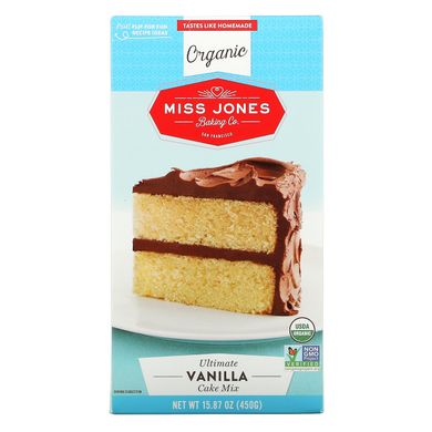 Miss Jones Baking Co, Органічна суміш для торта, ваніль, 15,87 унцій (450 г)