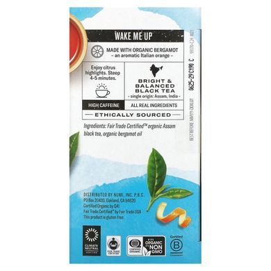 Organic tea, black tea, aged Earl Grey, Numi Tea, 18 tea bags (1.27 oz (36 g))