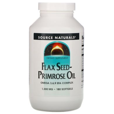 Олія льону і примули, Flax Seed Primrose Oil, Source Naturals, 1300 мг, 180 м'яких капсул
